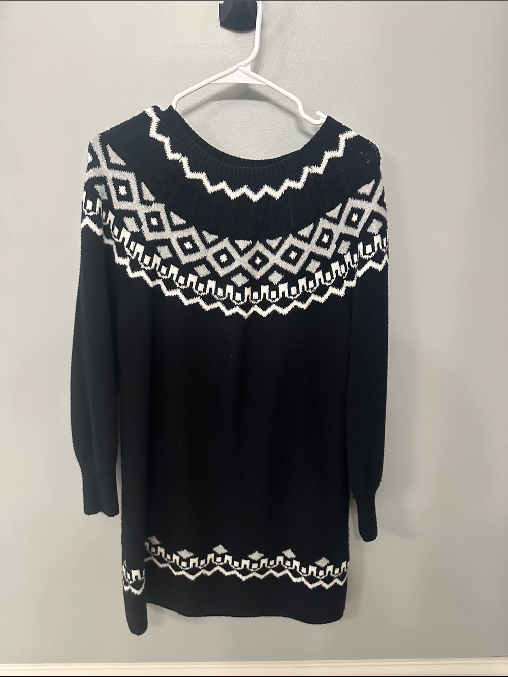 LOFT Black and White Fair Isle Sweater Dress